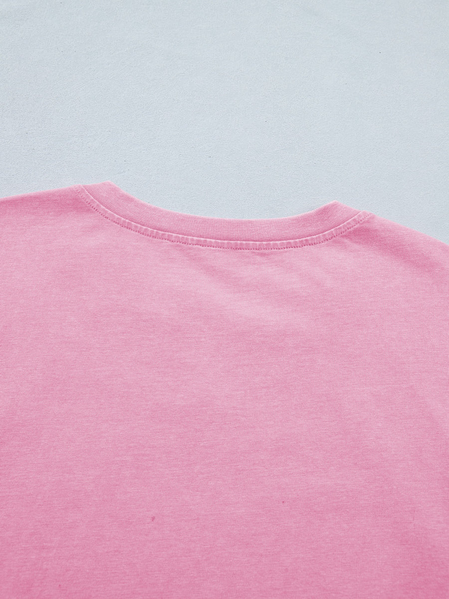 Pink mineral wash cotton tee with notched neckline detail