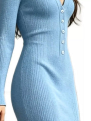 sweater dress in Black with ribbed and maxi