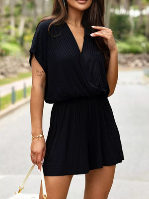 casual romper in light beige with v-neck