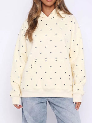 pullover hoodie featuring polka dot in Pastel Yellow with 50% viscose, 50% polyester Care instructions: Machine wash cold