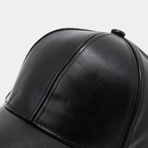 Pu Leather Baseball Cap in silver with structured crown