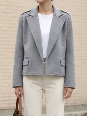 Khaki boxy blazer with notch lapel