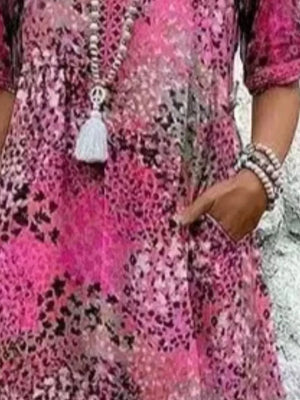 bohemian midi dress in Blush Pink with v-neck
