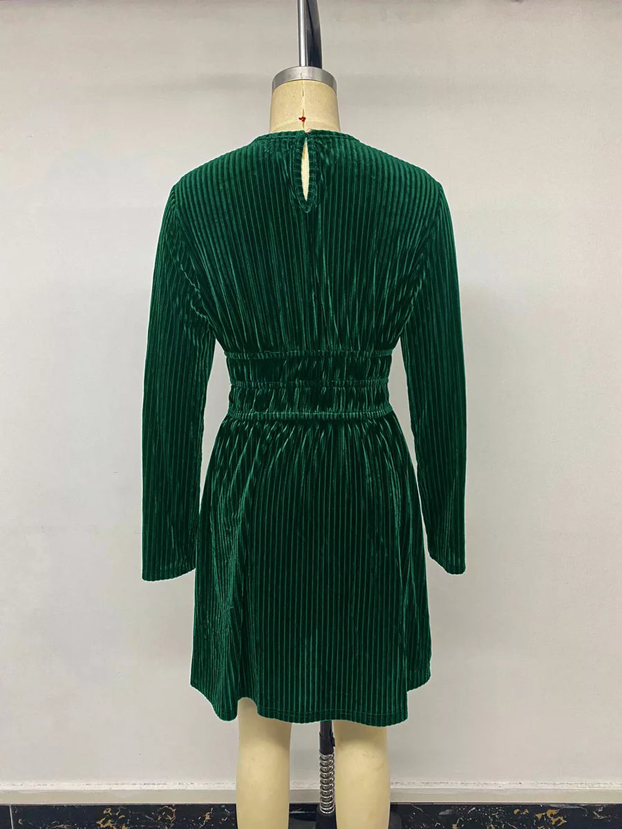 emerald green fit-and-flare dress mini dress with keyhole