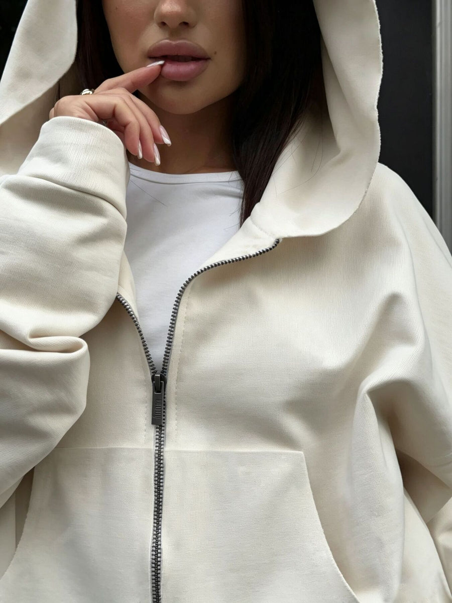 athleisure lounge set in Apricot with hooded