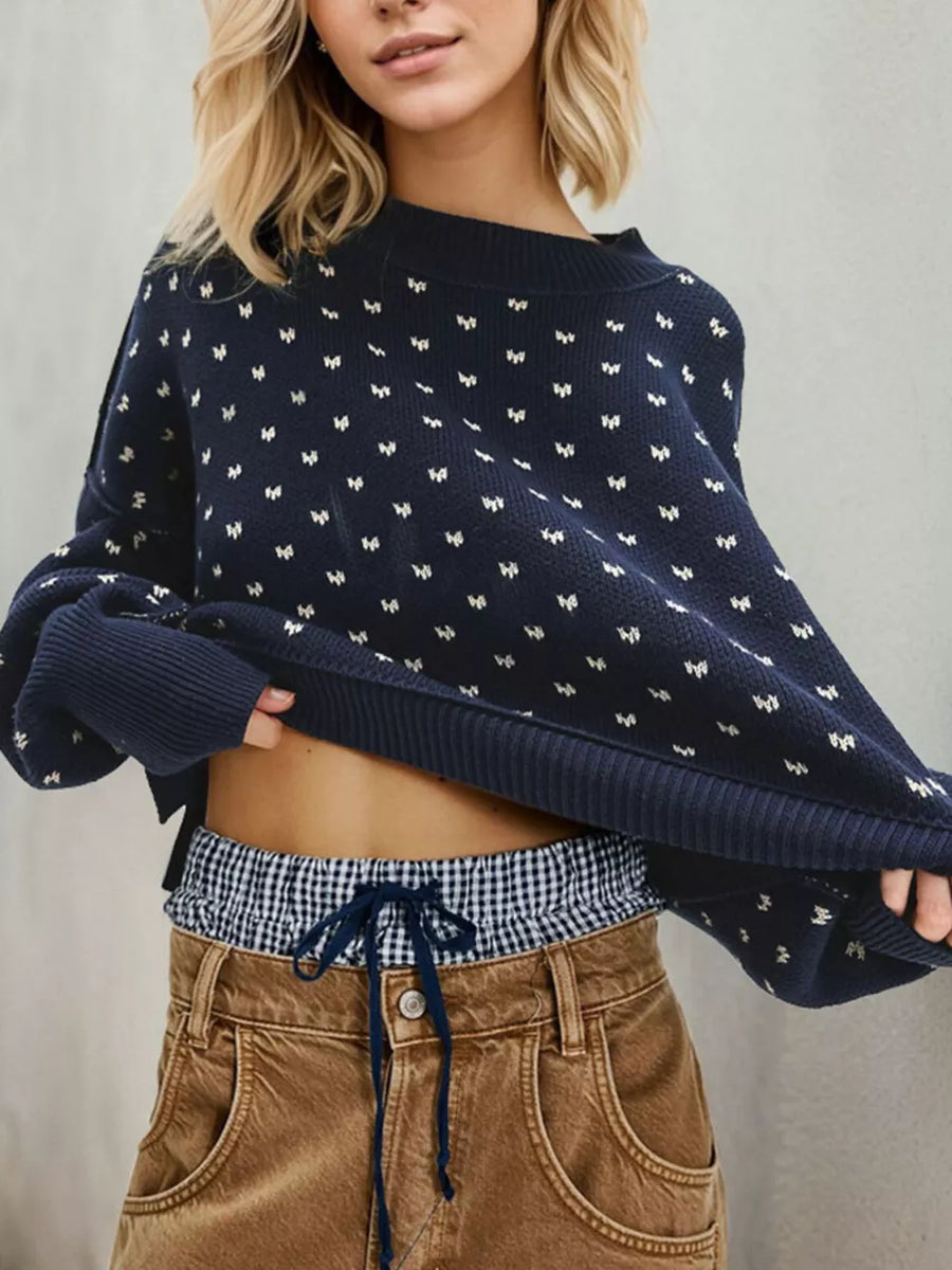 White pullover sweater with cropped and pullover