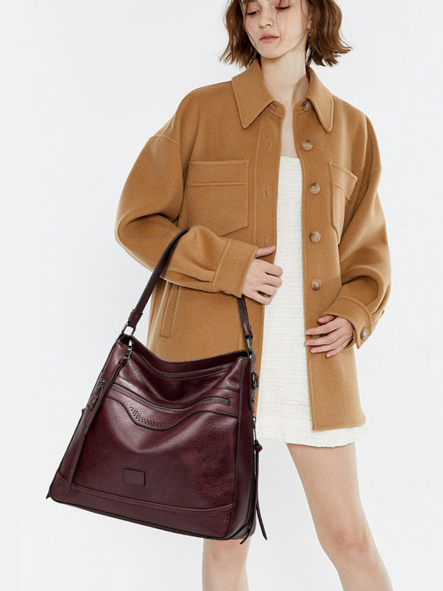 Coffee handbag with medium and zip