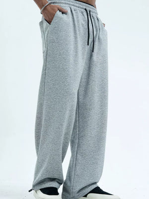 Men's Drawstring Wide Leg Pants in Gray