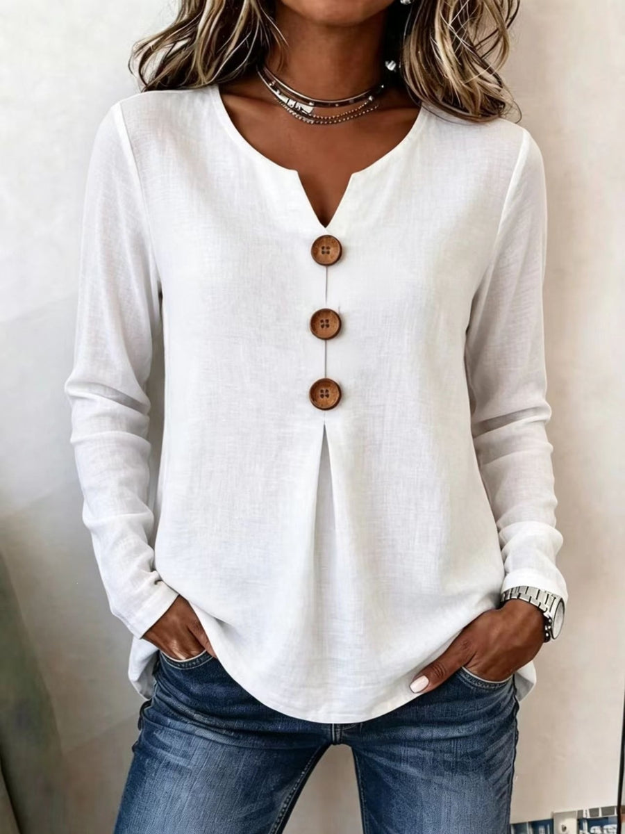 100% polyester Care instructions: Machine wash cold blouse in Light Blue with relaxed silhouette