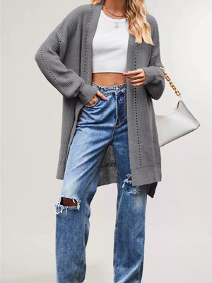 White Apricot cardigan with seam detail and long sleeve