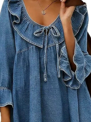 95% cotton, 5% elastane Care instructions: Machine wash cold blouse in Navy with A-line silhouette