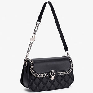 PU Leather, Rhinestone Imported Size & crossbody bag in black with structured silhouette