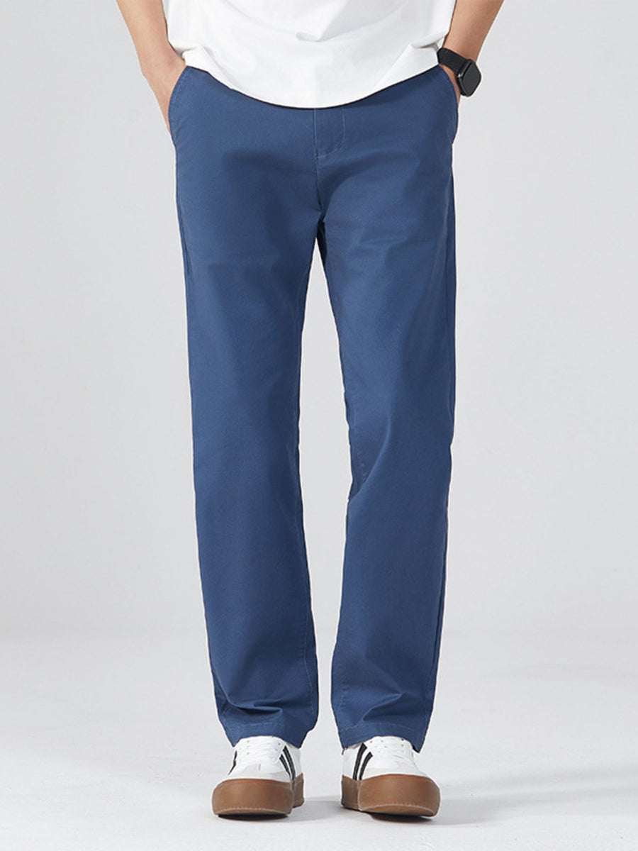 95%polyester,5%spandex Care instructions: Machine wash cold pants in Denim Blue with slim silhouette