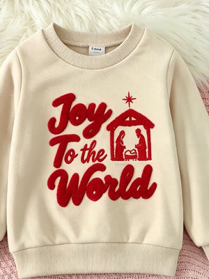 red sweatshirt featuring ribbed cuffs and graphic-print