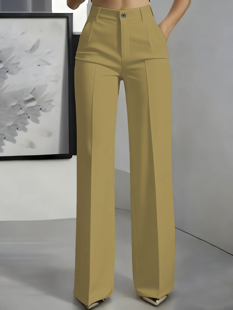 wide-leg pants in Rose Red with high-waisted and full-length