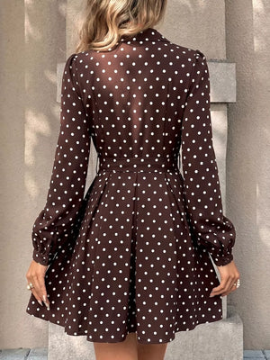 classic shirt dress in Brown with collared