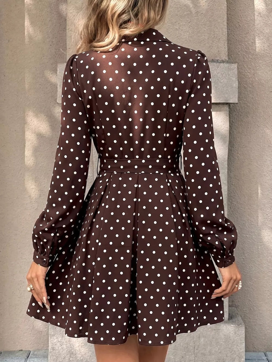 classic shirt dress in Brown with collared