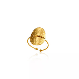 ring featuring hammered texture in Gold with 18K Gold-Plated, Stainless Steel Care instructions: Avoid wearing during
