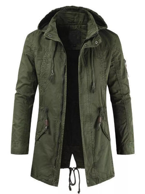 parka in olive green featuring pocketed and relaxed fit