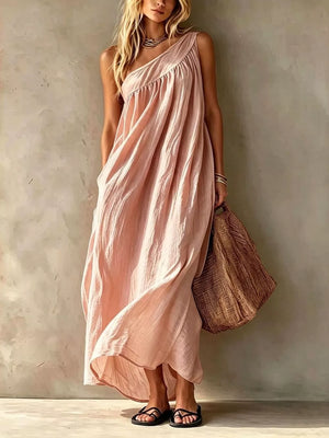 Beige maxi dress with maxi and pullover