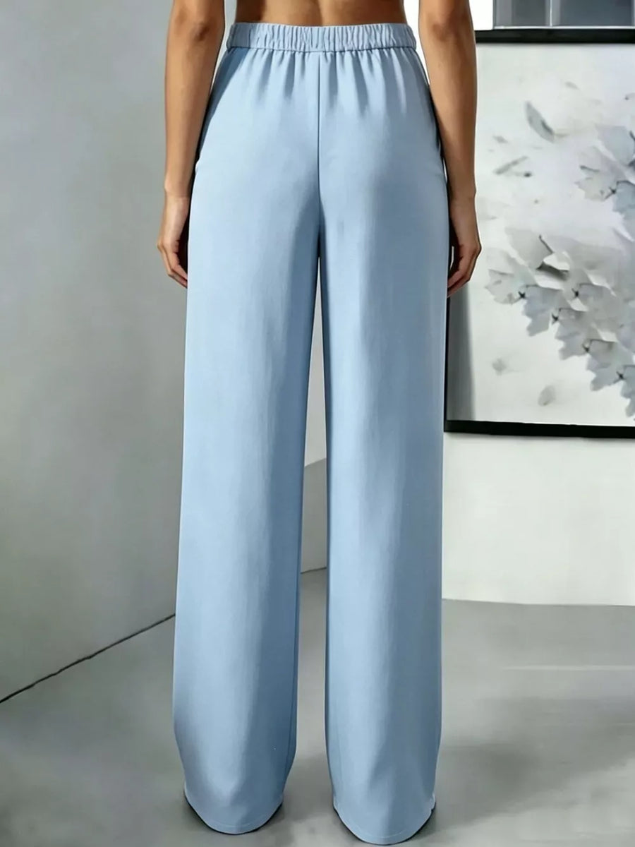 Button-down Pleated Pants in Yellow