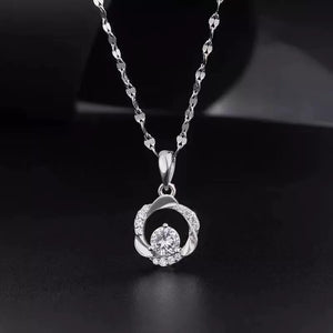 925 sterling silver,Zircon Care instructions: Avoid wearing during exercise, as necklace in clear with delicate silhouette