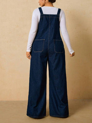 Navy overalls with pocketed and sleeveless