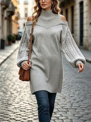 sweater dress featuring cable knit in Black with 100% polyester Care instructions: Machine wash cold texture
