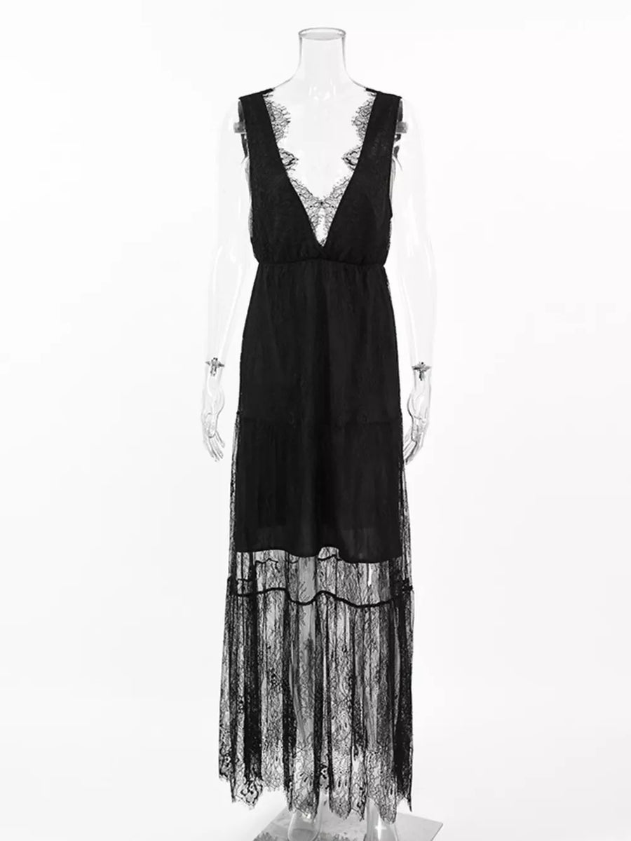 black maxi dress with maxi and pullover