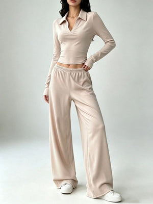 100% polyester Care instructions: Machine wash cold lounge set in Black with relaxed silhouette