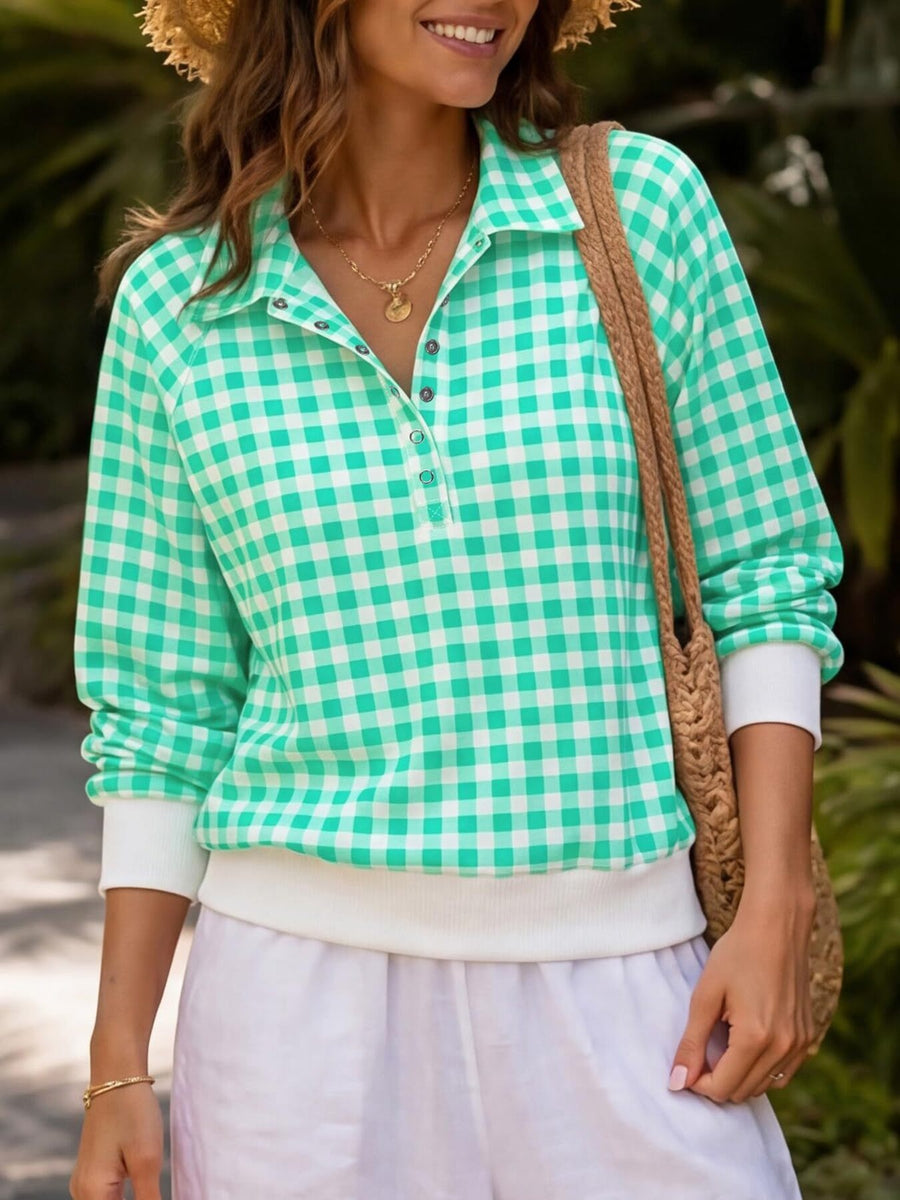 sweatshirt in Blue with collared and hip-length