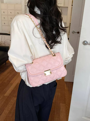 crossbody bag in blush pink with quilted and quilted