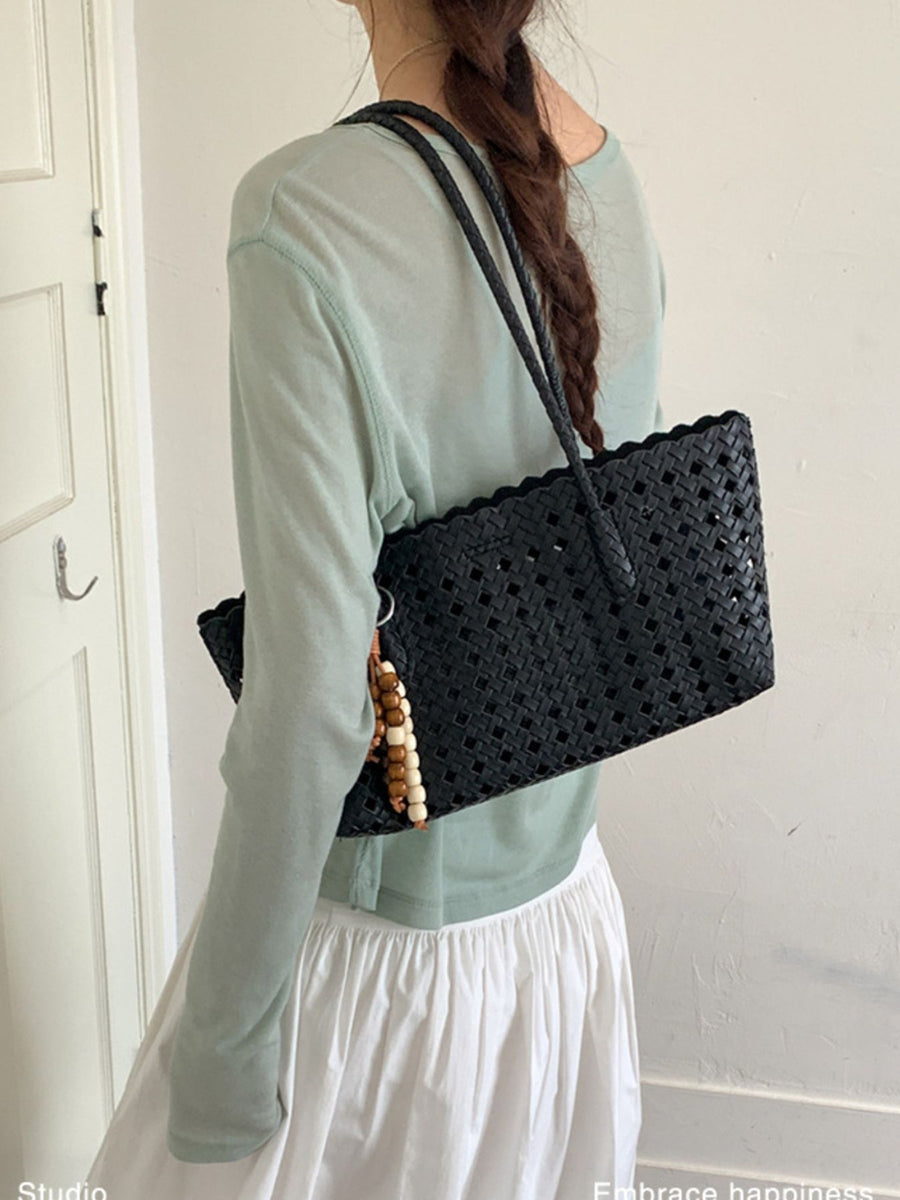 PU Leather Imported Size & shoulder bag in Green with boxy silhouette