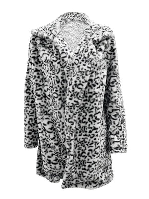 faux fur coat featuring leopard in dark brown with 100% polyester Care instructions: Machine wash cold texture