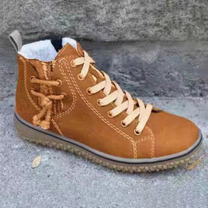 Ankle boots in Coffee with lace-up closure and ankle-length