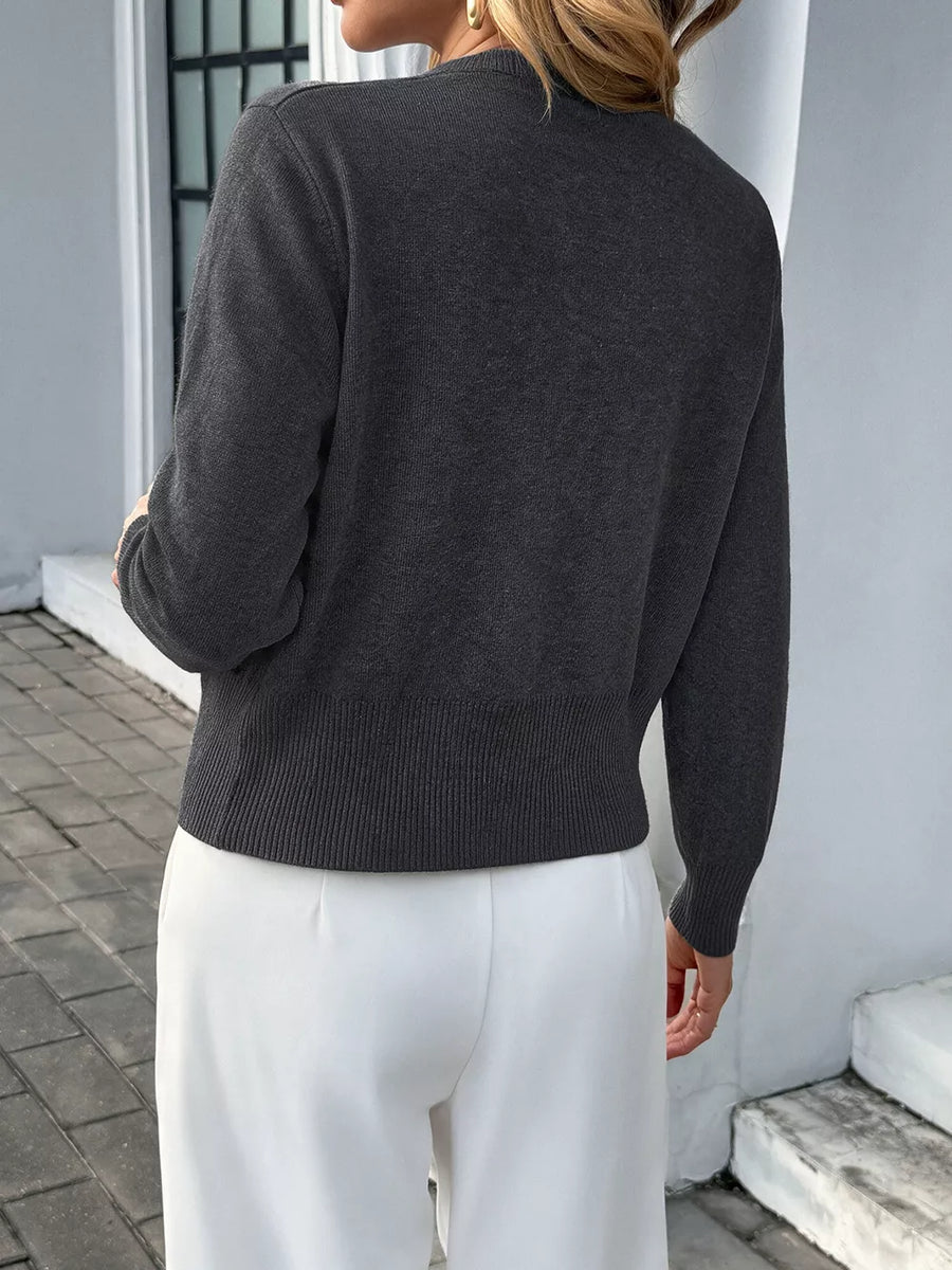 charcoal cardigan with stretchy and long sleeve