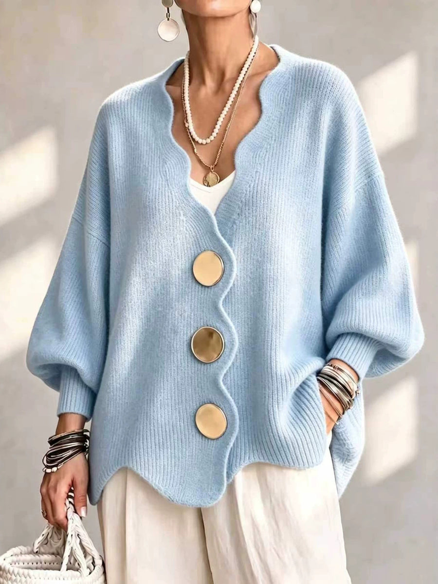 Navy cardigan with oversized and long sleeve