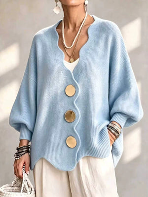 Navy cardigan with oversized and long sleeve
