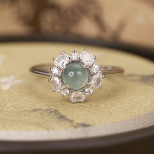 ring in silver featuring jadeite gemstone and fitted fit