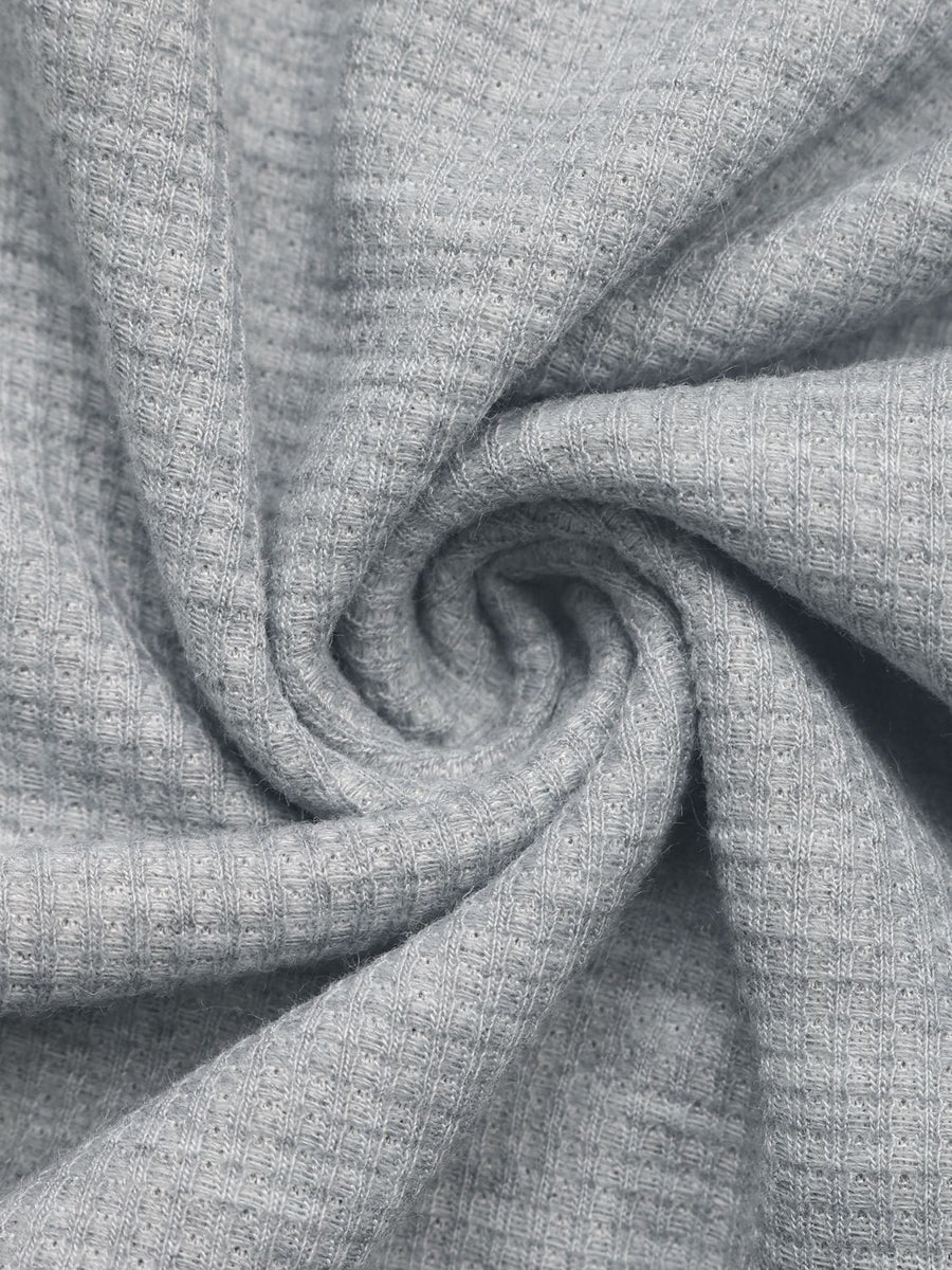 Gray Button-Down Hooded Knit Pullover