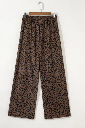 Leopard Print Elastic High Waist Corduroy Pants option 7