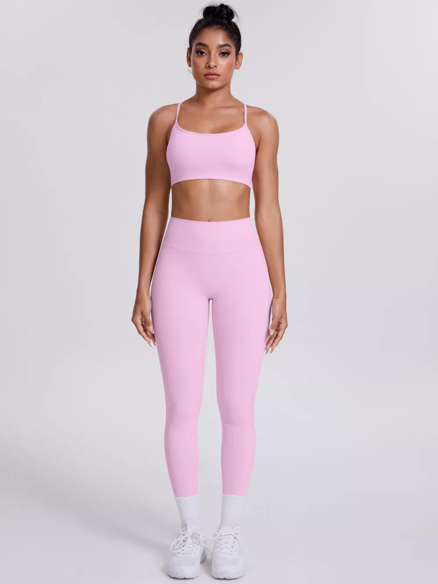 Light Gray fitted sports bra with scoop neck