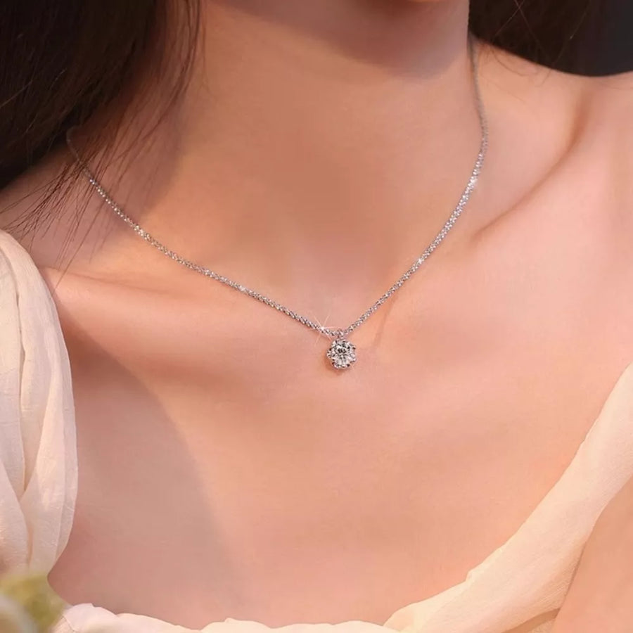 silver necklace with princess length and clasp