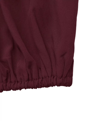 Tie Back Balloon Sleeve Blouse in burgundy with tied back
