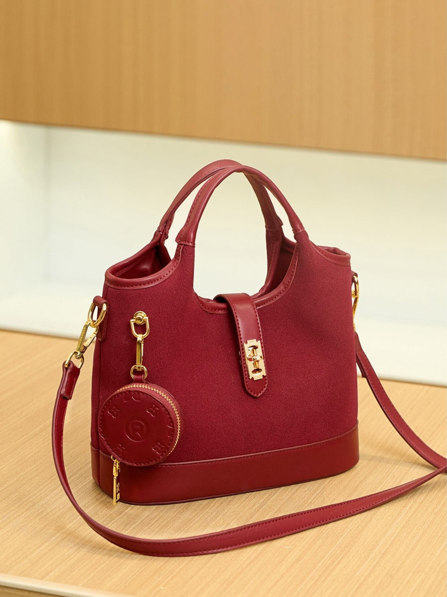 Wine Red with crossbody bag with detachable coin pouch