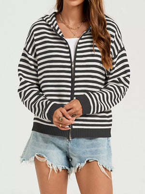 Blue zip-up sweater with lightweight and long sleeve