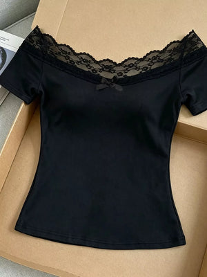 black off-shoulder top with cropped and pullover