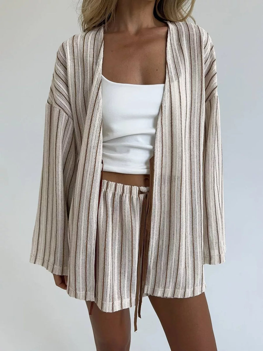 lounge set in black with tied front and cropped