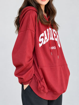 Dark Gray pullover hoodie featuring oversized and graphic-print