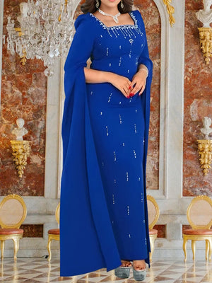 maxi dress in Red with rhinestone and maxi